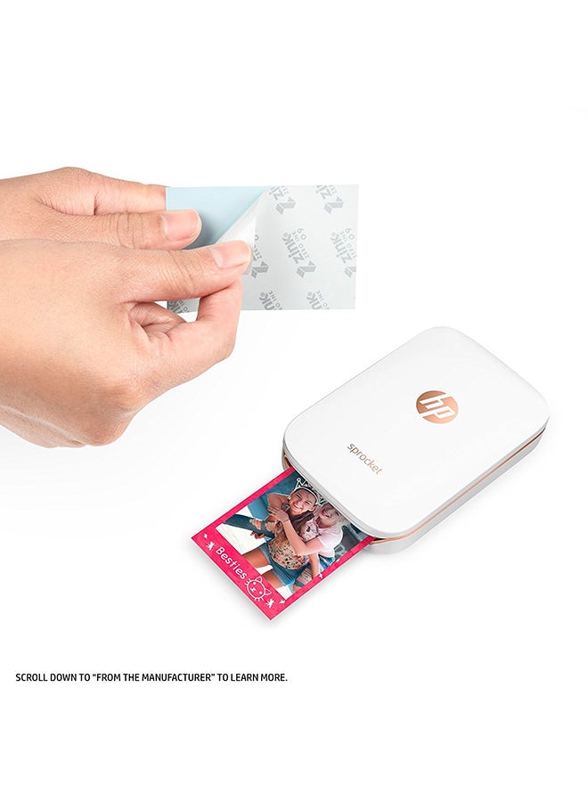 HP - Portable Sprocket Photo Printer With Wireless Function,Z3Z91A White - Image 1