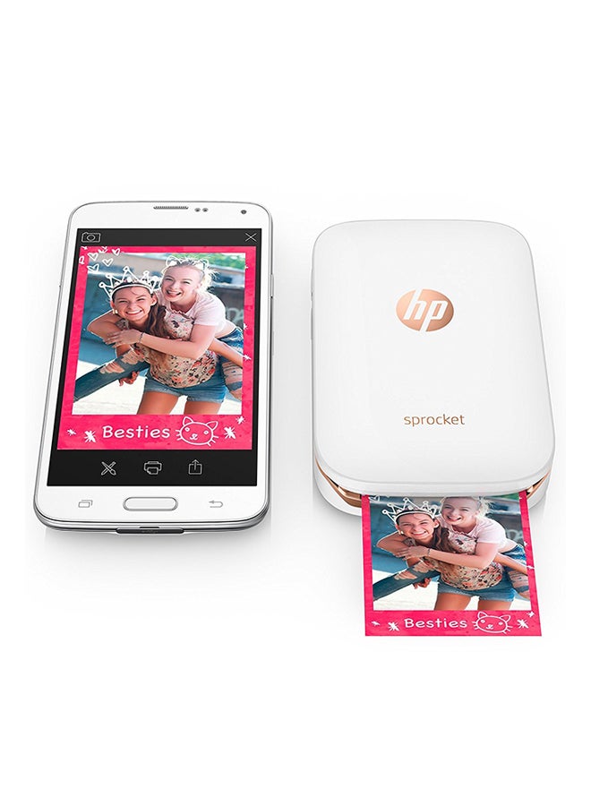 HP - Portable Sprocket Photo Printer With Wireless Function,Z3Z91A White - Image 1