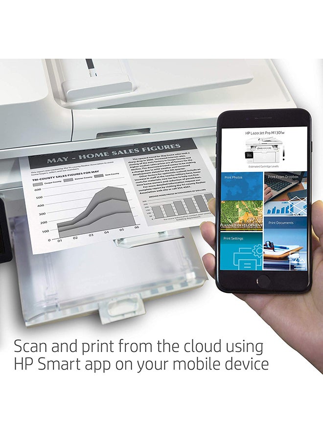 HP - LaserJet Pro MFP M130fw Monochrome  Printer With Wireless Capability,G3Q60A White - Image 1
