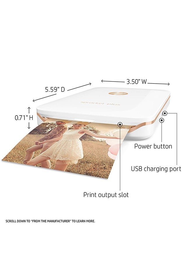 HP - Sprocket Plus Instant Photo Printer White/Gold - Image 1