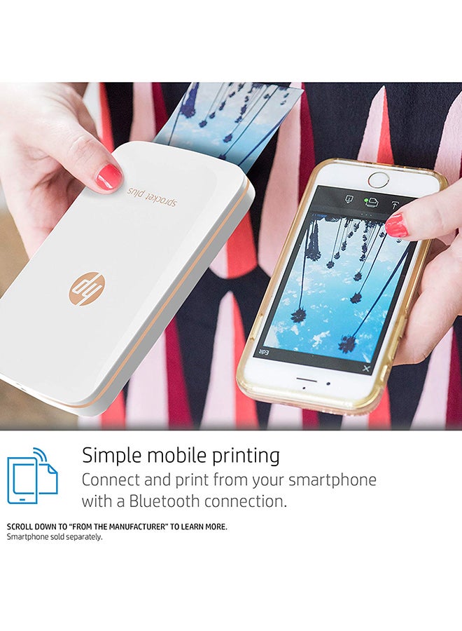 HP - Sprocket Plus Instant Photo Printer White/Gold - Image 1