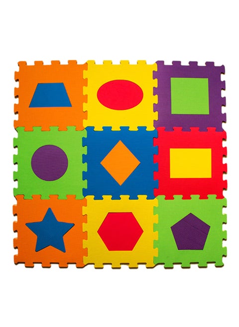 9-Piece Geometric Shapes Eva Puzzle Tile Play Mats 33 x 33cm