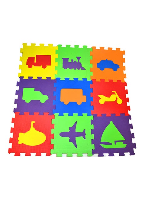 9-Piece Polimat Puzzle Vehicles Game Tile Play Mats 33x33cm