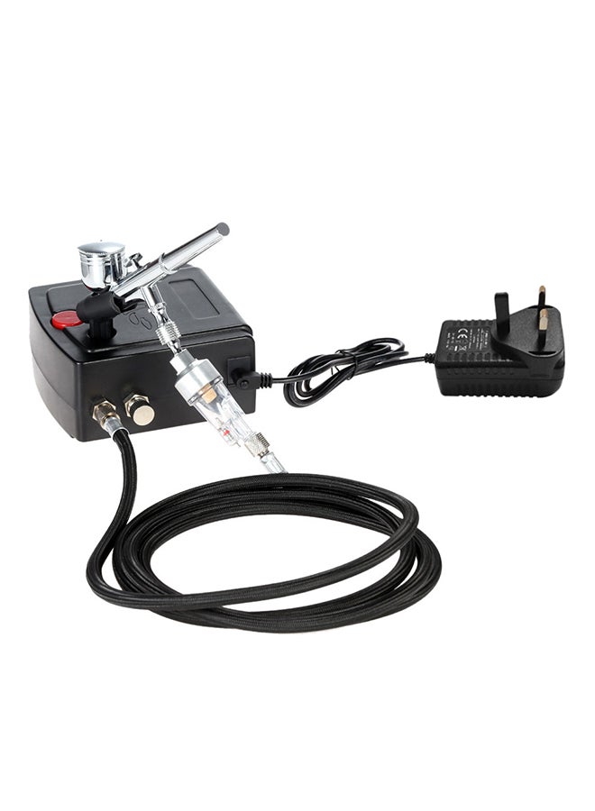 KKmoon - Gravity Feed Dual Action Airbrush And Compressor Kit Black/Silver - Image 1
