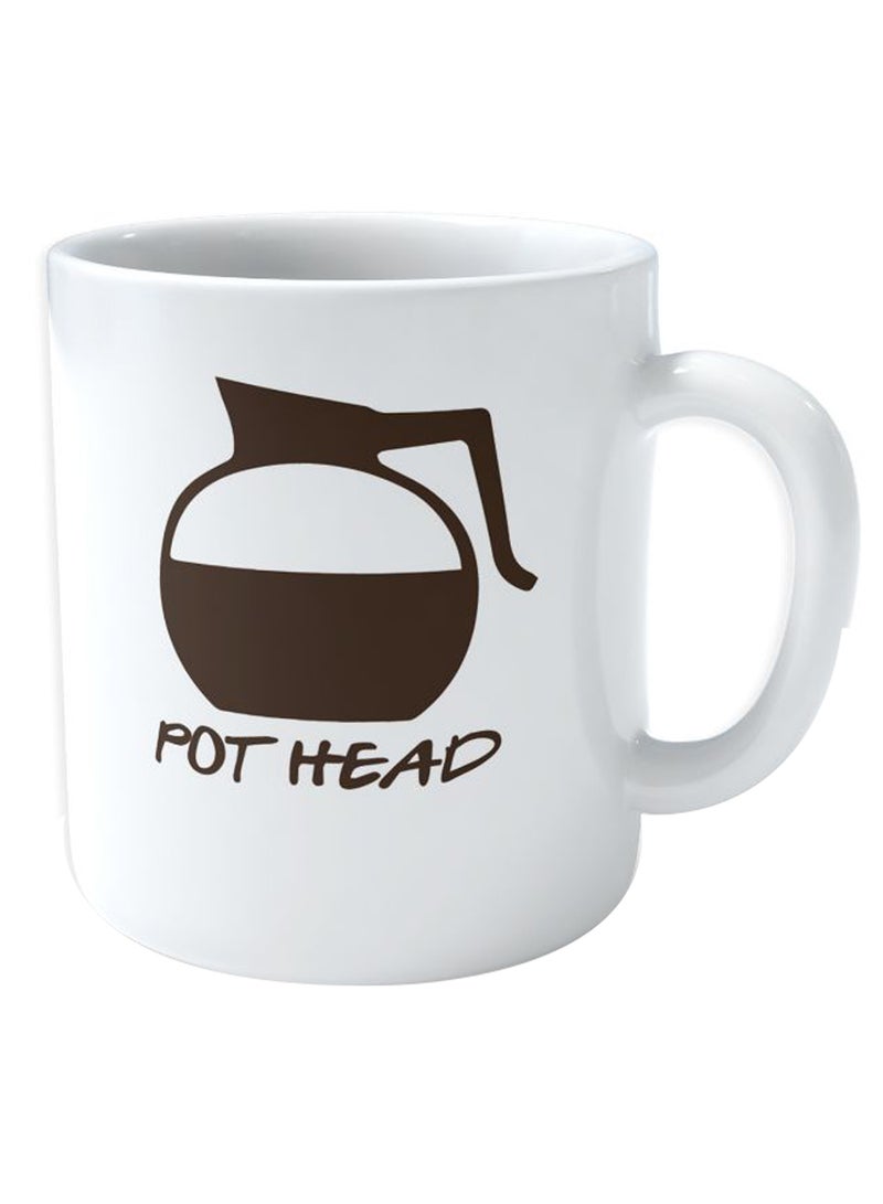 مج قهوة مطبوع عليه عبارة "Pot Head" أبيض/بني