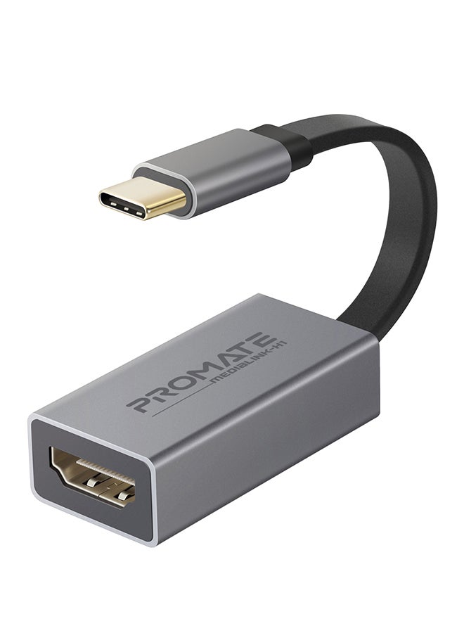 بروميت - بروميت محول  USB C إلى HDMI، فائق الصغر 4K 30 هرتز مع فيديو عالي الوضوح لأجهزة MacBook Pro وGoogle Chromebook وSamsung وMediaLink-H1 رمادي/أسود - Image 1