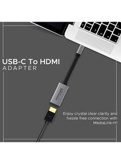 بروميت بروميت محول  USB C إلى HDMI، فائق الصغر 4K 30 هرتز مع فيديو عالي الوضوح لأجهزة MacBook Pro وGoogle Chromebook وSamsung وMediaLink-H1 رمادي/أسود  - Image 2