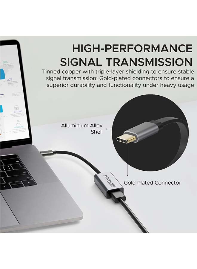 بروميت - بروميت محول  USB C إلى HDMI، فائق الصغر 4K 30 هرتز مع فيديو عالي الوضوح لأجهزة MacBook Pro وGoogle Chromebook وSamsung وMediaLink-H1 رمادي/أسود - Image 1