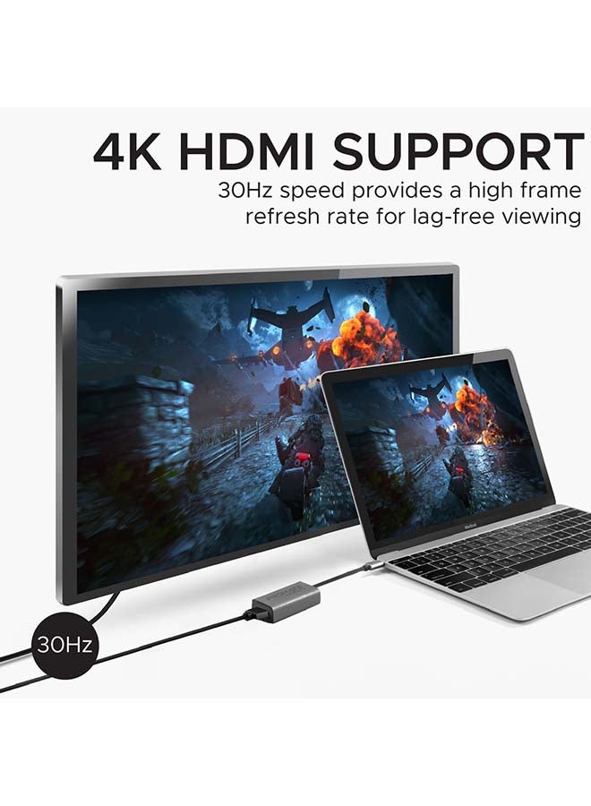 بروميت - بروميت محول  USB C إلى HDMI، فائق الصغر 4K 30 هرتز مع فيديو عالي الوضوح لأجهزة MacBook Pro وGoogle Chromebook وSamsung وMediaLink-H1 رمادي/أسود - Image 1