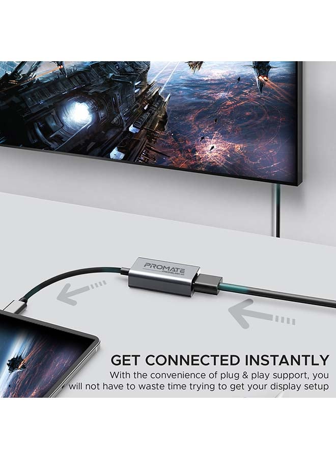 بروميت - بروميت محول  USB C إلى HDMI، فائق الصغر 4K 30 هرتز مع فيديو عالي الوضوح لأجهزة MacBook Pro وGoogle Chromebook وSamsung وMediaLink-H1 رمادي/أسود - Image 1