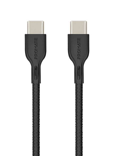 USB-C Charging Cable, Premium 60W Power Delivery USB Type-C  3A Sync and Charge Cable with 2 Meter Tangle Free Cord For MacBook Pro, Google Pixel XL, Nexus 5X/6P, PowerBeam-CC2 Black
