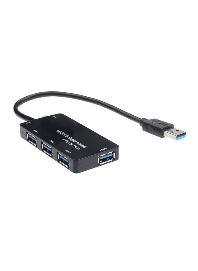 مقسِّم عالي السرعة مزود بأربعة منافذ USB أسود - Image 1