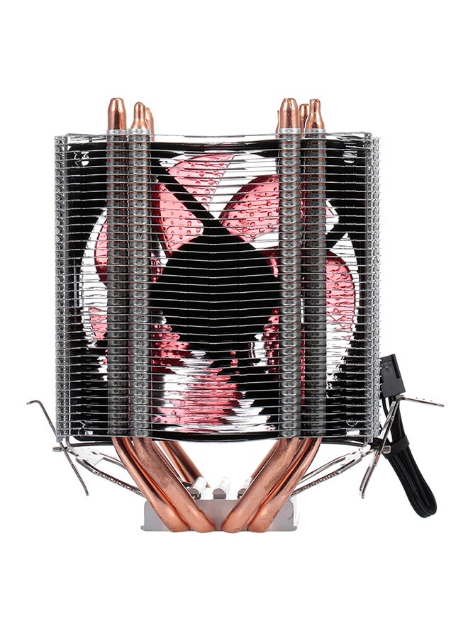 Generic Dual CPU Cooler Fan With 4-Heatpipe Red  - Image 1