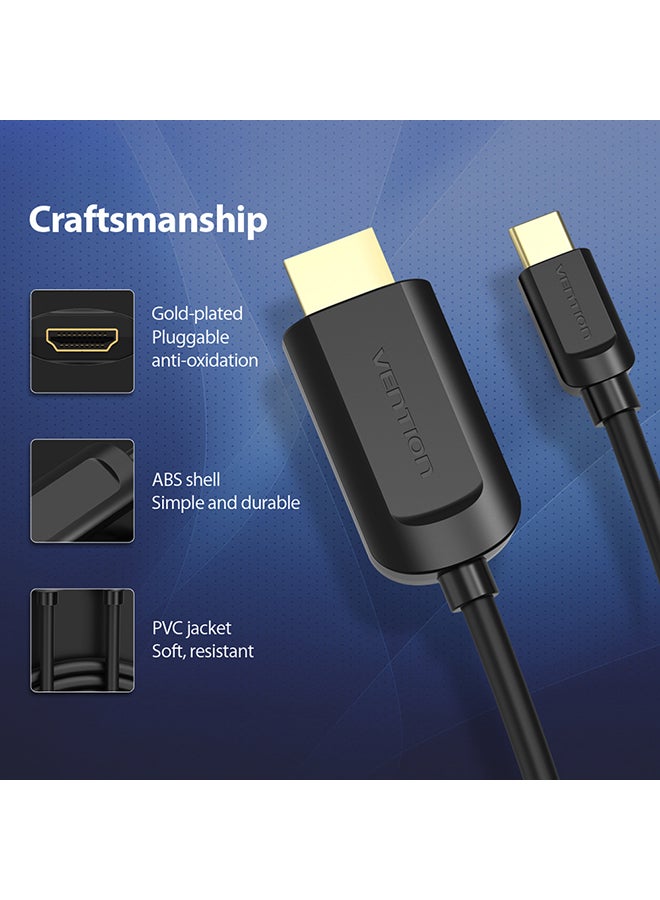 Type-C Port To HDMI Cable Black - Image 3