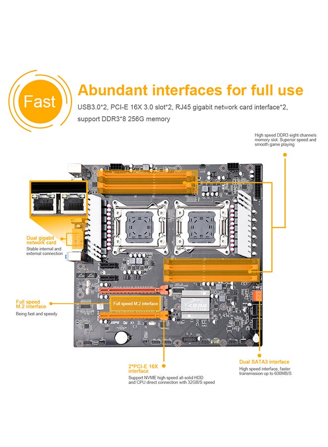 Jingsha X79 Dual CPU Motherboard With LGA 2011 Socket Black  - Image 3