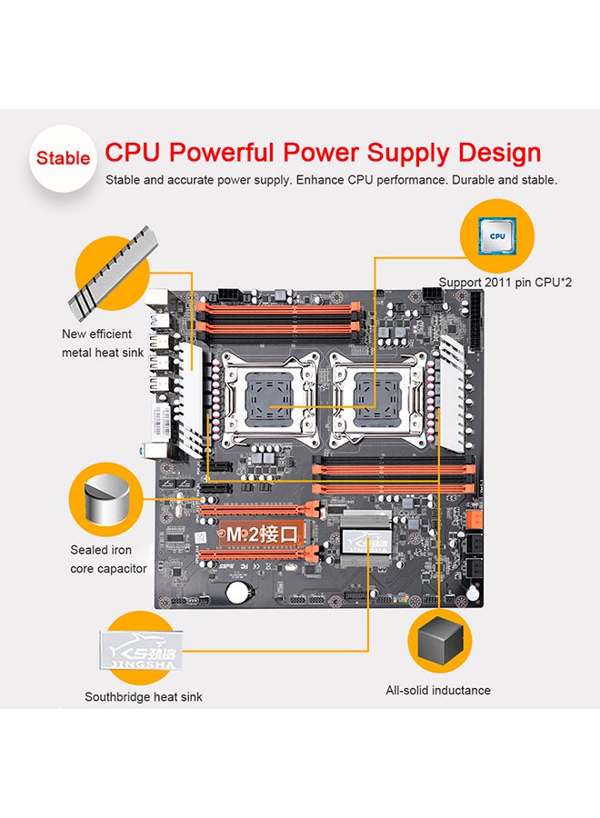 Jingsha X79 Dual CPU Motherboard With LGA 2011 Socket Black  - Image 4