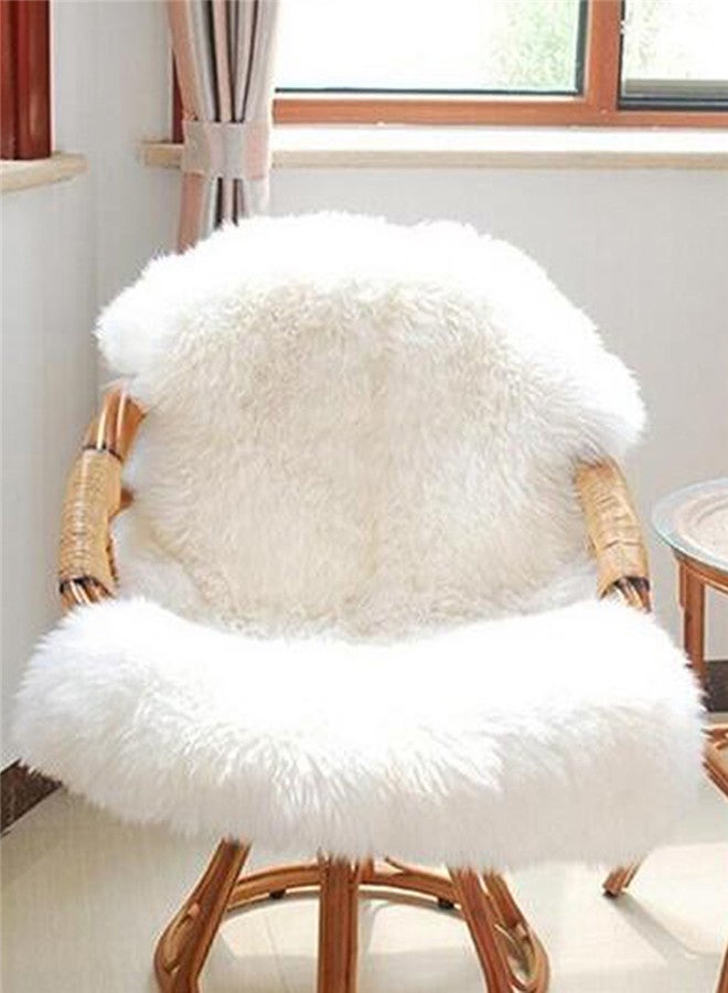 Faux Sheepskin Warm Chair Hairy Carpet Fluffy Rug White 60x90cm  - Image 3