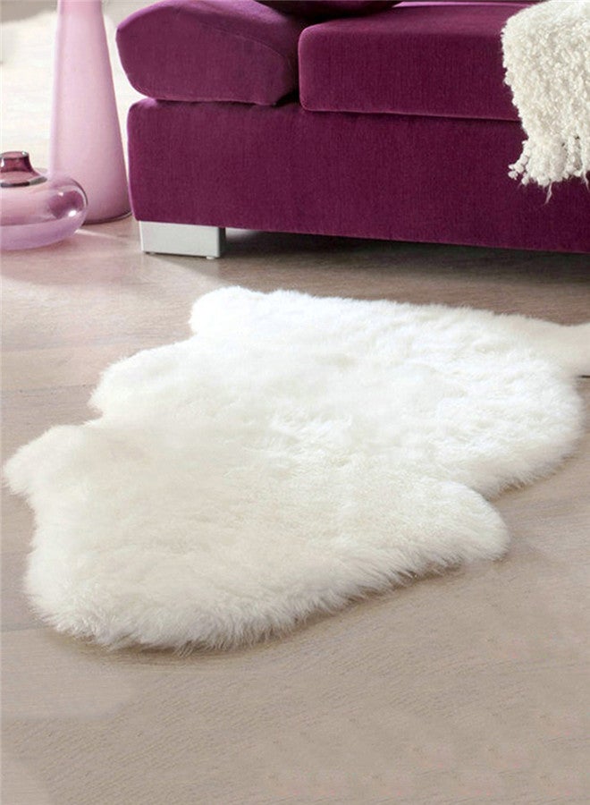 Faux Sheepskin Warm Chair Hairy Carpet Fluffy Rug White 60x90cm  - Image 5