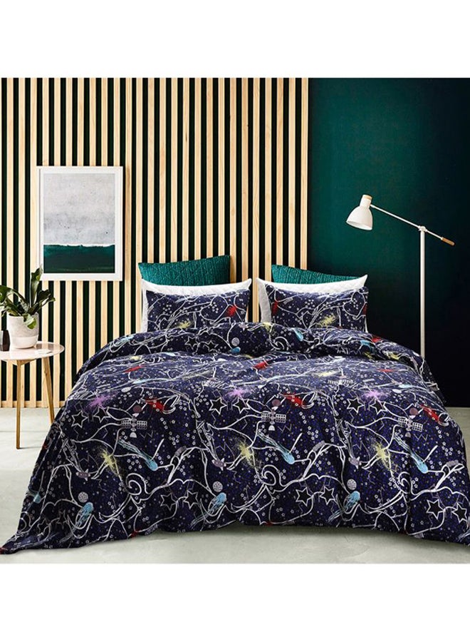 Universe Stars Printed Duvet Cover Comforter Set Microfiber Multicolour