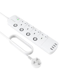 dodocool 4-Outlet Surge Protector Power Strip White 280x50mm  - Image 1