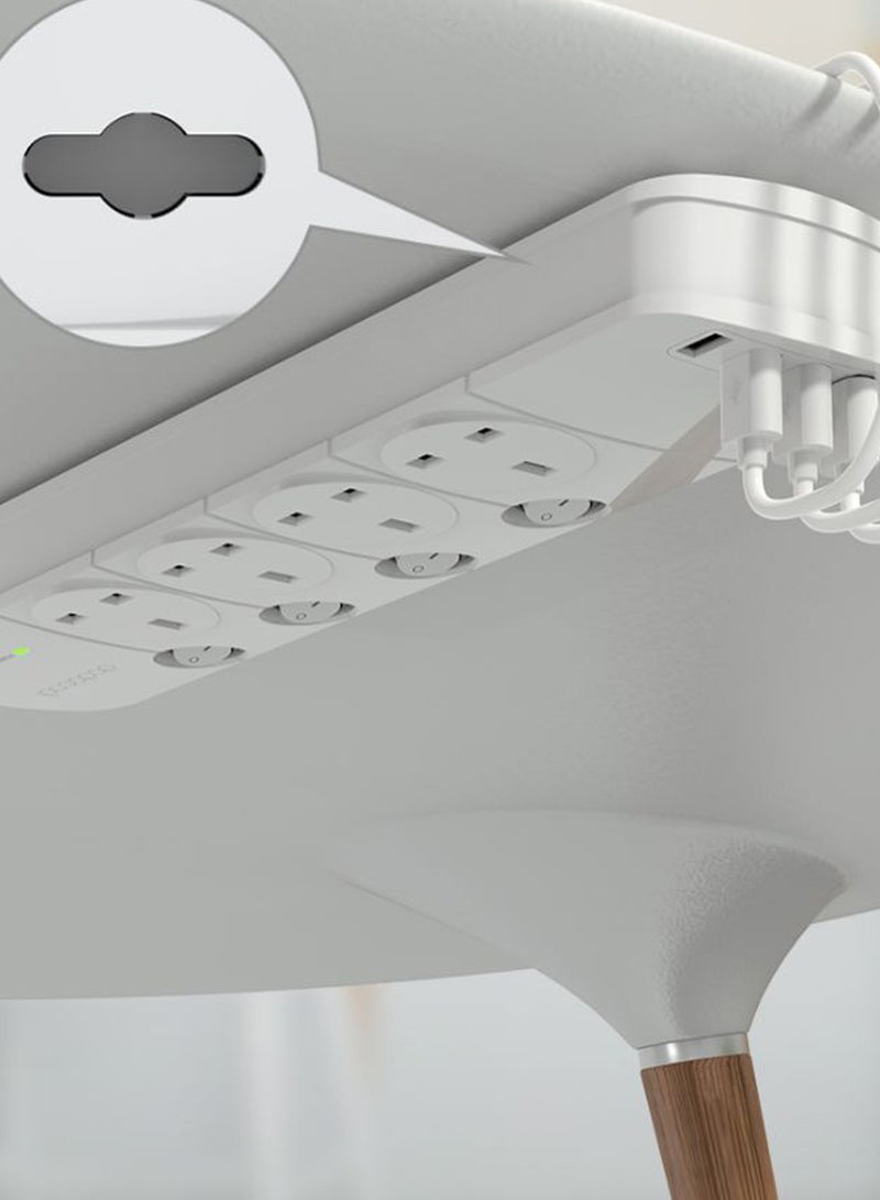 دودوكول موصل تيار كهربائي بـ 4 مقابس وواقٍ من الارتفاع المفاجئ في التيار أبيض 280x50مم  - Image 2