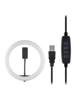 ماركة غير محددة حلقة إضاءة بمصباح LED لتصوير الفيديو مزودة بمحول ذي رأس كروي لحامل الهاتف أبيض/ أسود  - Image 1