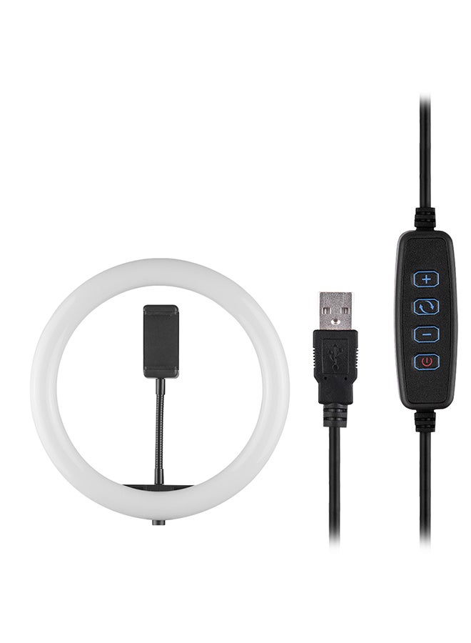 LED Video Ring Light With Phone Holder Ball Head Adapter White/Black - Image 1