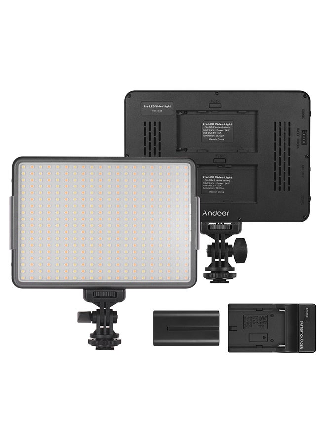 أندوير لوحة إضاءة LED محمولة لتصوير الفيديو مع شاحن للبطارية أسود/ أبيض