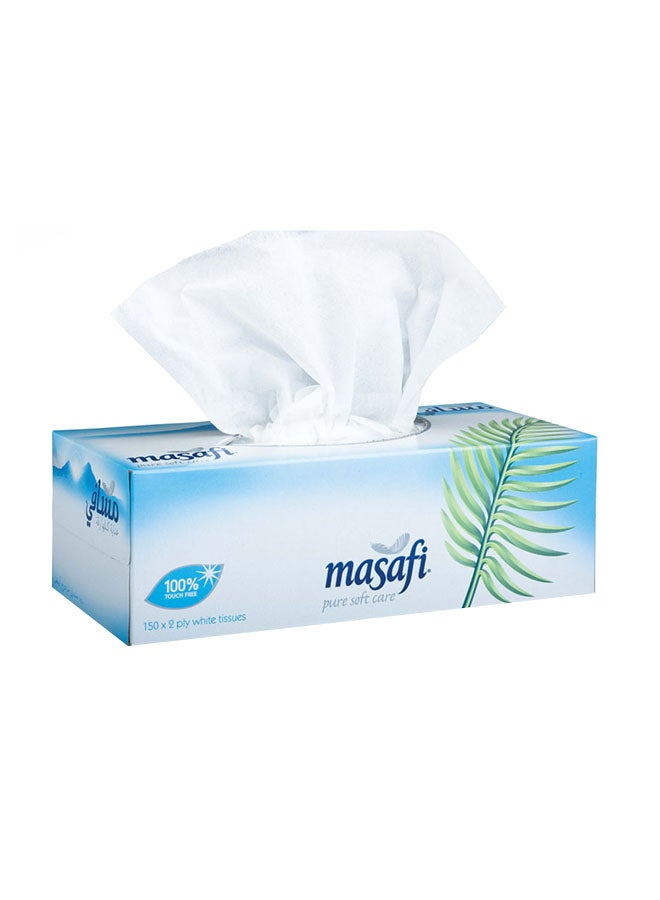 Masafi Facial Tissues, 2 Ply, 150 Sheets, Pack Of 5 White  - Image 2