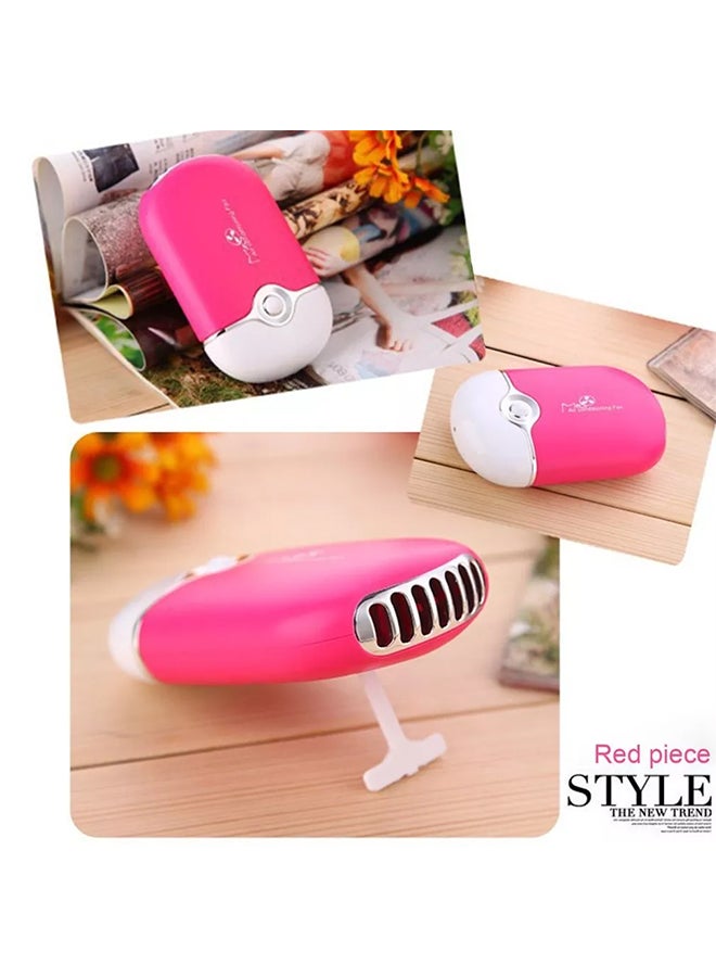 مروحة تبريد صغيرة محمولة باليد قابلة للشحن بتصميم جهاز تكييف للمكتب مزودة بمنفذ USB وردة حمراء - Image 3