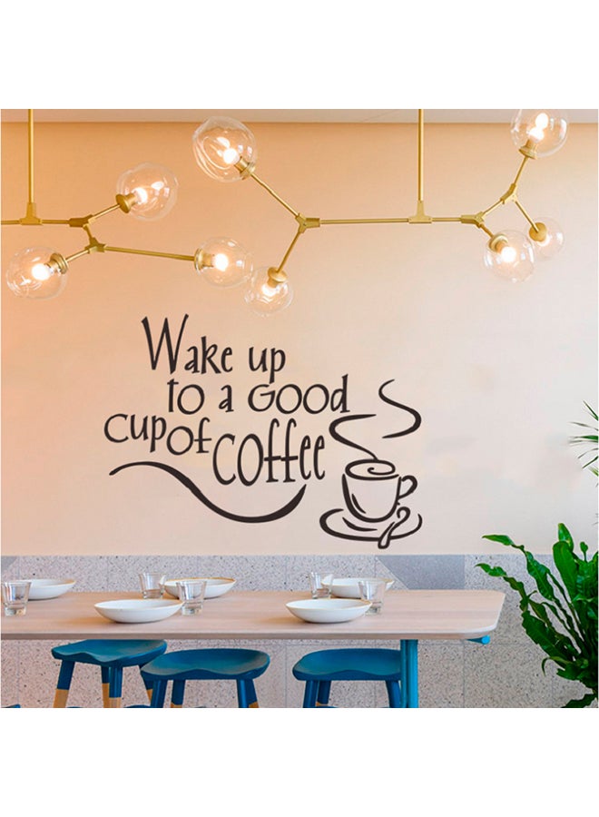 Wake Up To A Good Cup Of Coffee English Wall Stickers Multicolour 35x25cm - Image 3