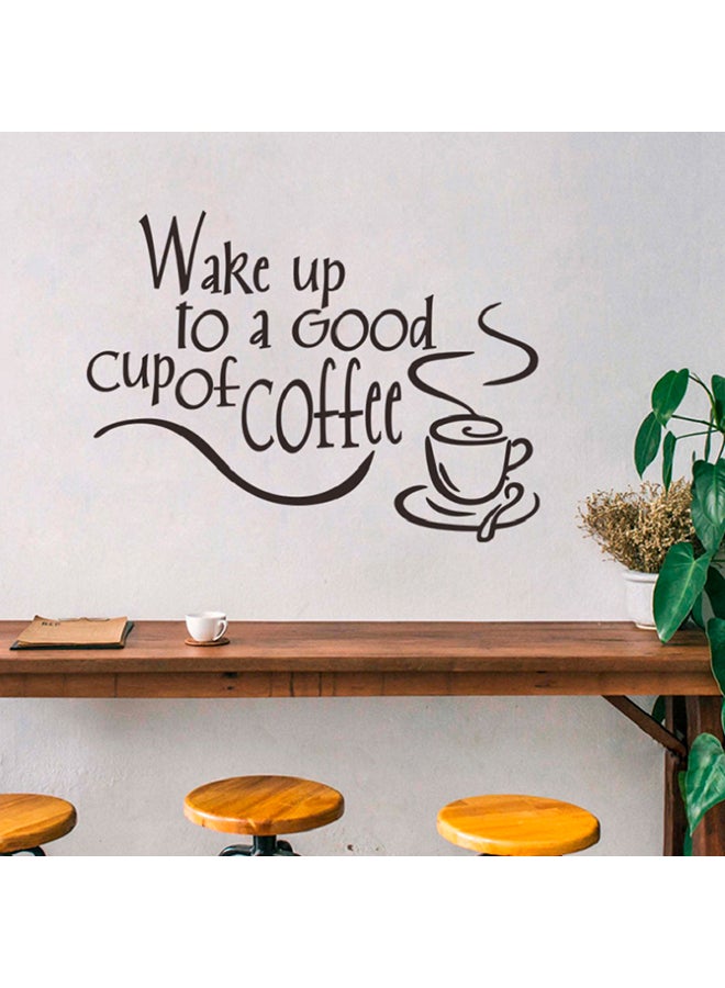 Wake Up To A Good Cup Of Coffee English Wall Stickers Multicolour 35x25cm - Image 2