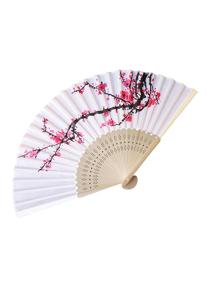 Chinese Vintage Style Flower Folding Hand Fan Multicolour 10x10x10centimeter - Image 1