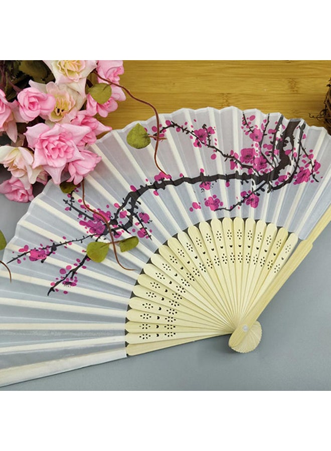 Chinese Vintage Style Flower Folding Hand Fan Multicolour 10x10x10centimeter - Image 3