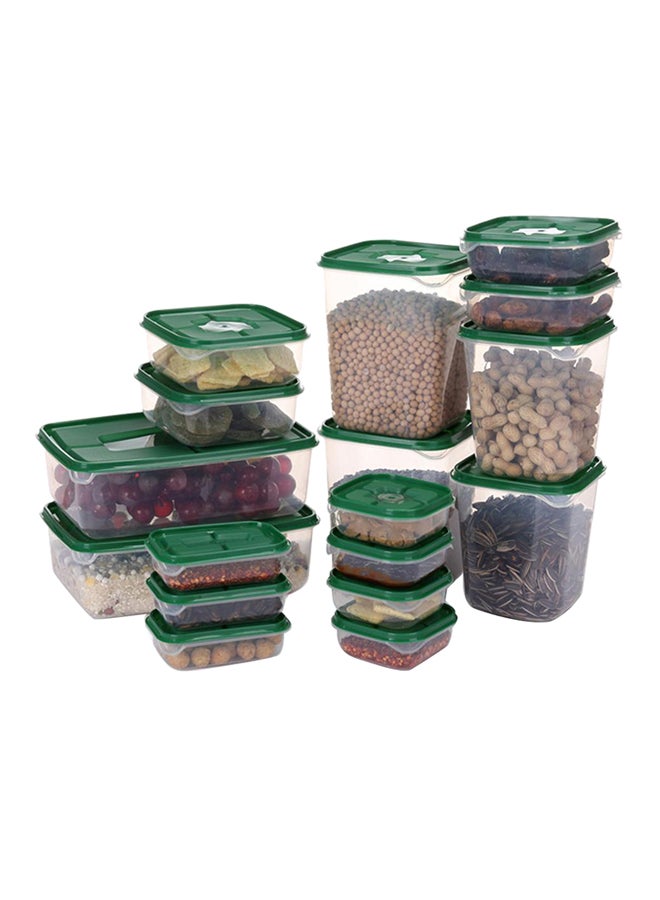 17-Piece Microwave Sealed Food Storage Box Set Green 14x14x16-12x12x14-23x16x8-14x14x6-12x12x4-12x8-4-9x9x4cm