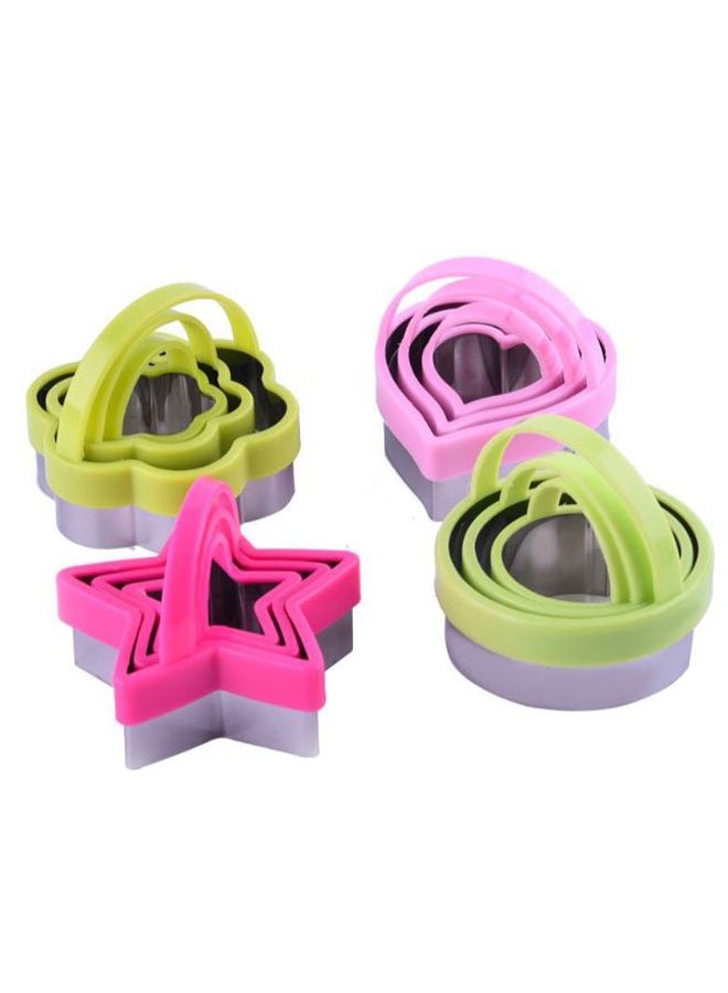 تو أون طقم قوالب لخبز البسكويت والكيك 12 في 1 مزودة بمقبض يمكنك استخدامها بنفسك متعدد الألوان 8سم