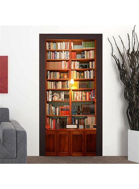 Retro Book Cabinet Door Stickers Multicolour 42centimeter