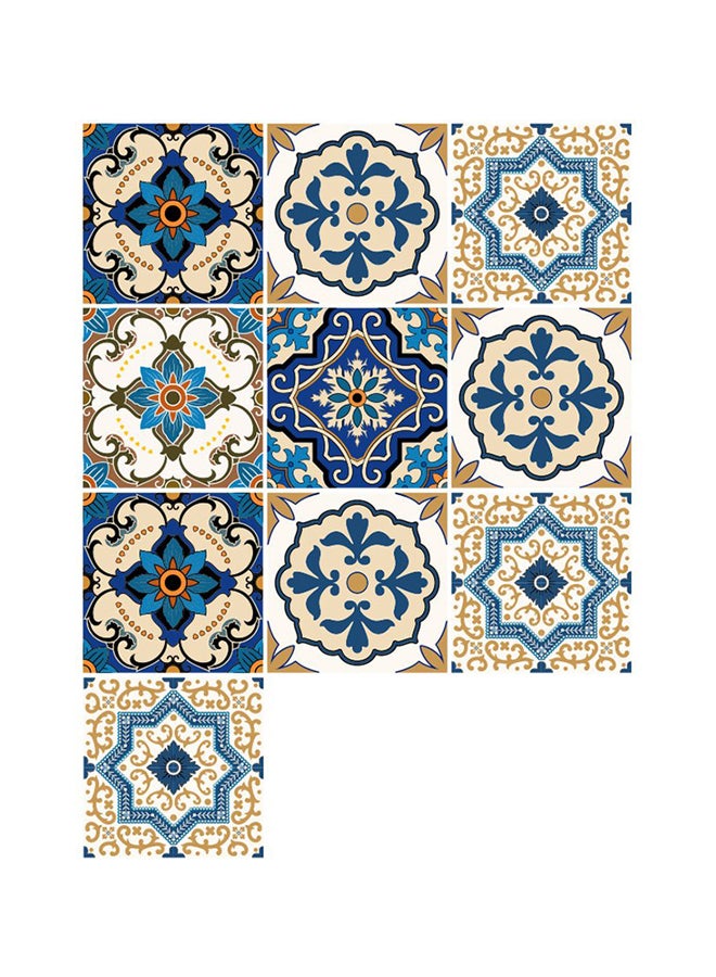 10 Pcs Creative Art Deco Bedroom Living Room Kitchen Tile Sticker Multicolour 15cm - Image 1