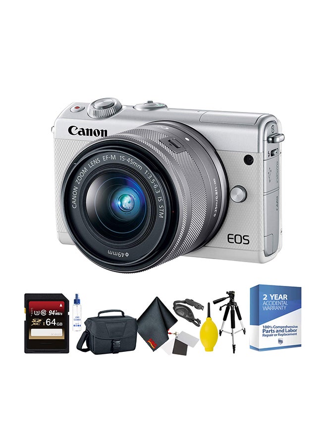 EOS M100 24.2MP Mirrorless Digital Camera With 15-45mm STM Lens And Accessories White