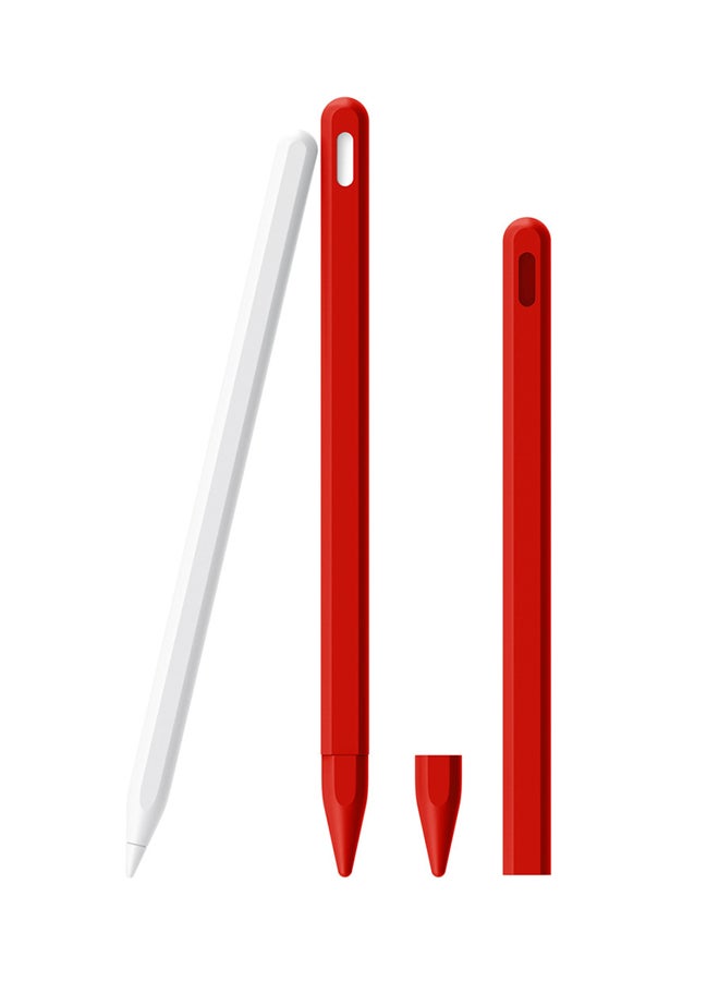 Generic - Elastic Protective Silicone Sleeve Grip Skin Cover Case For Apple Pencil 2 Red - Image 1