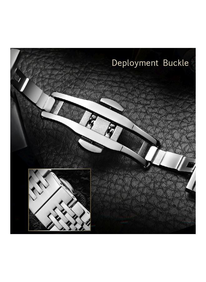 Tevise men Automatic Stainless Steel Analog Watch J325-2 - 41 mm - Silver/Gold  - Image 2