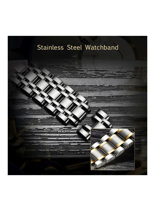 Tevise men Automatic Stainless Steel Analog Watch J325-2 - 41 mm - Silver/Gold  - Image 3
