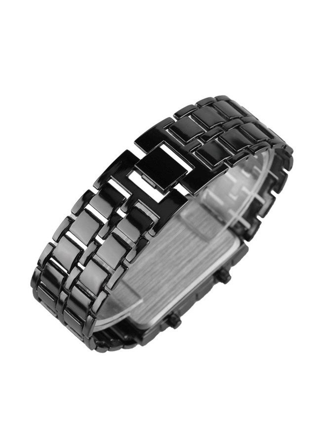 ساعة رقمية بإضاءة LED وسوار من البلاستيك طراز J351B-1 - Image 2