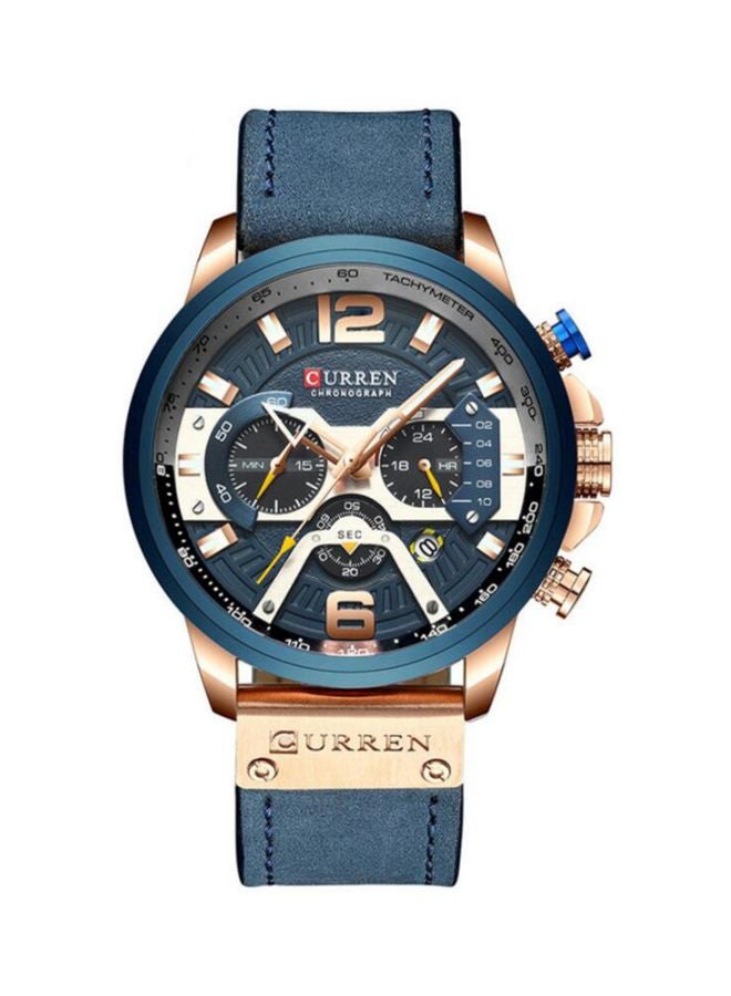 CURREN Men's Leather Chronograph Wrist Watch 8329 - 48 mm - Blue  - Image 1