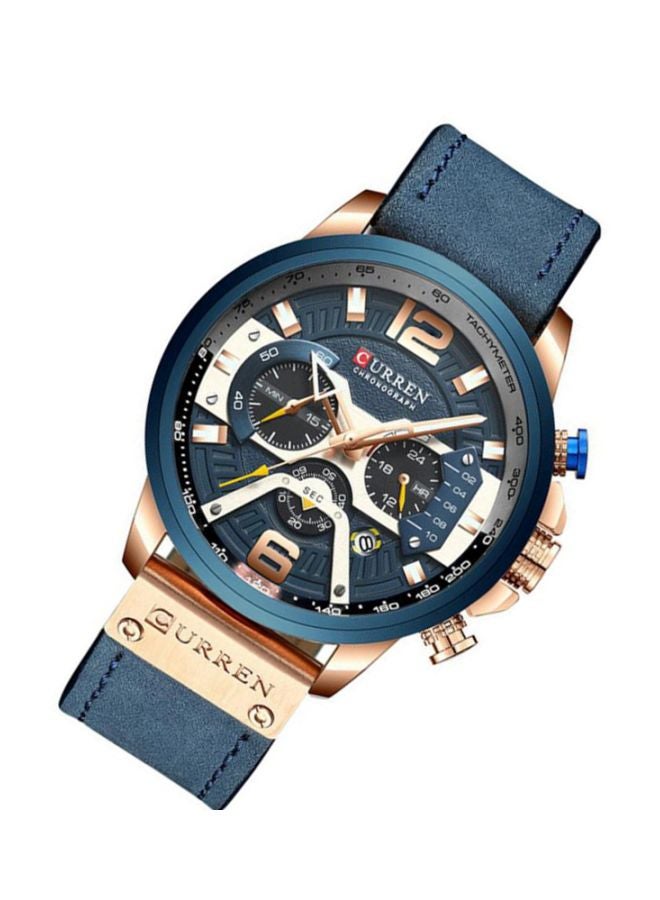 CURREN Men's Leather Chronograph Wrist Watch 8329 - 48 mm - Blue  - Image 2