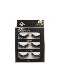 SHIDISHANGPIN Pair Of 5 False Eyelashes Black  - Image 3