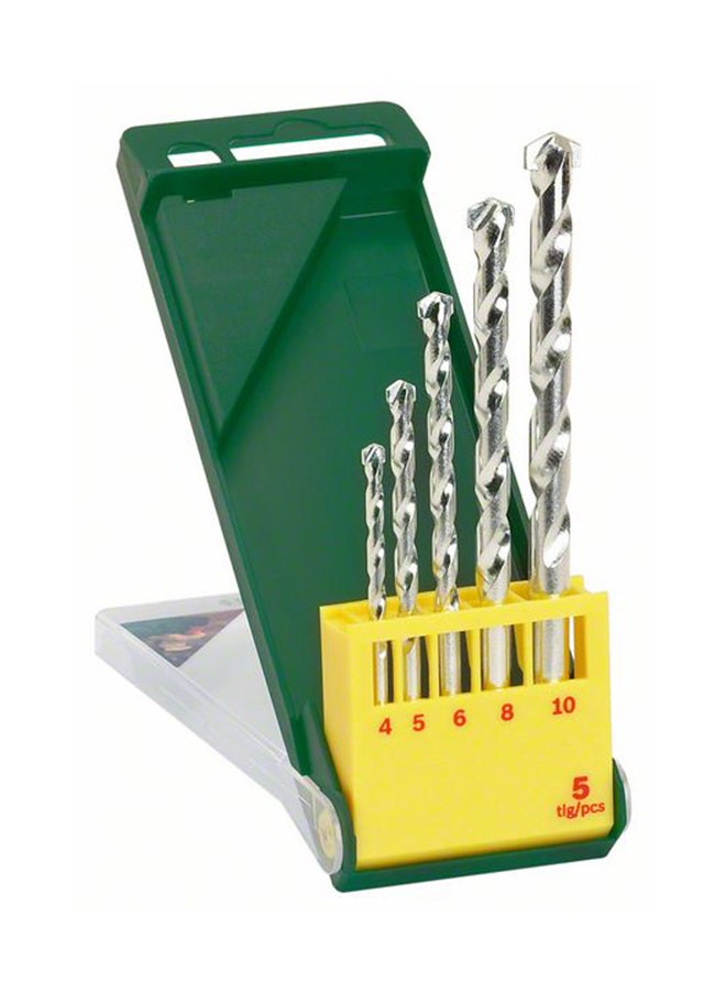 BOSCH Set Of 5 Diy Masonry Twist Carbide Drills Silver 15.9cm