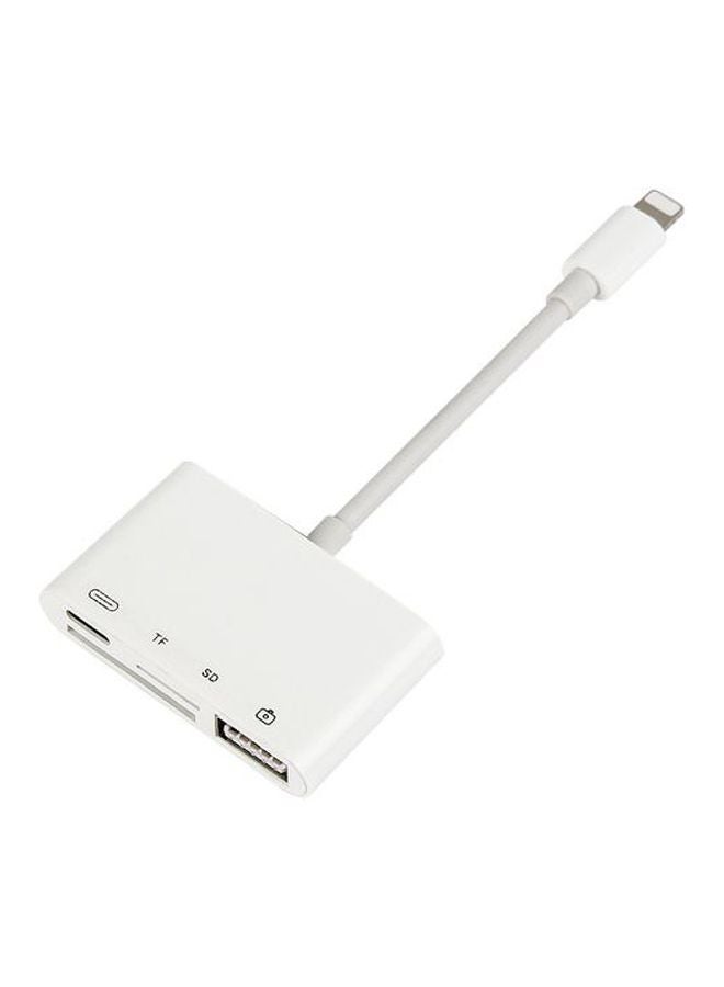 Generic - 4-In-1 Lightning To Audio Camera Reader Adapter White - Image 1