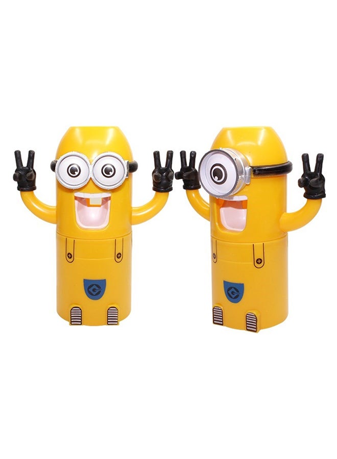 XbotMax 2-Piece Toothpaste Squeezer And Holder Yellow/White/Black 19x8x6.2cm 