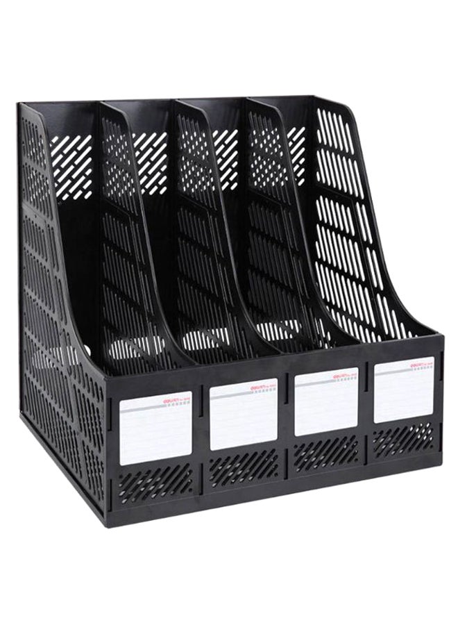 Deli - 4-Grid Quadruple File Storage Rack Black - Image 1